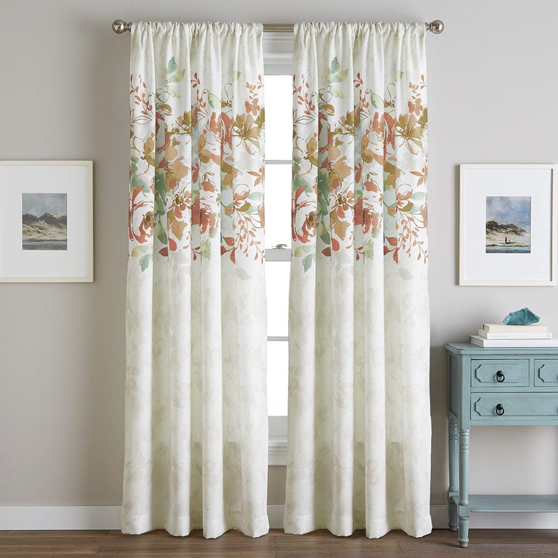 CHF Watercolor Floral Curtain Panel, 84", Spice - Image 4